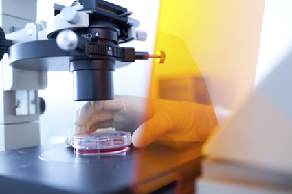 modern microscope in a lab