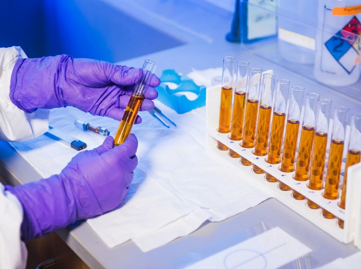 Profesional de laboratorio analizando estudios avanzados en medicina funcional